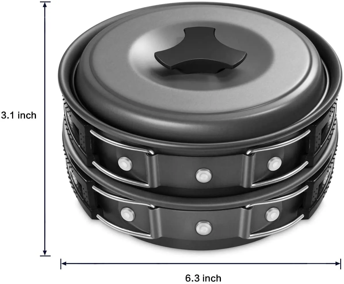 Rynx | Gonex 11pcs/13pcs/16pcs/21pcs Camping Kitchen Equipment Set Mess Kit, Backpacking Cooking Equipment, Stackable Portable Non Stick Pot Pan Cook for Outdoor Hiking