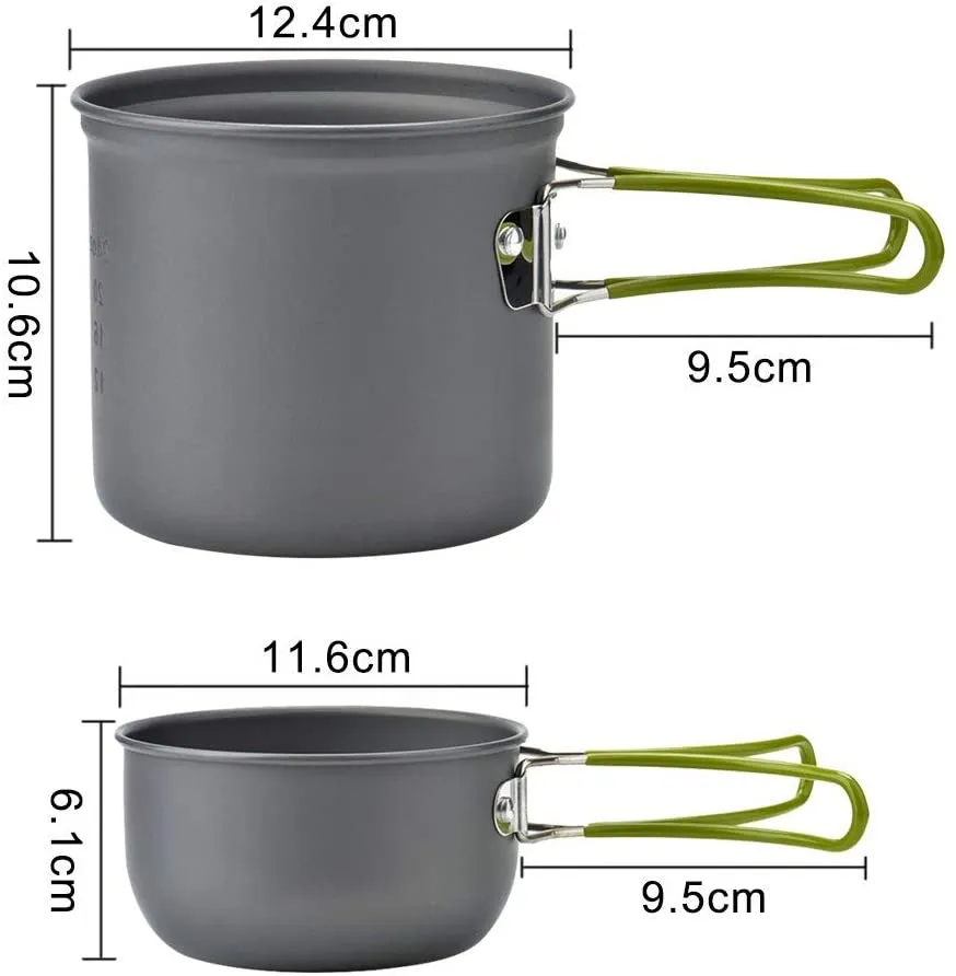 Rynx | wuudi Camping Equipment, Outdoor Camping Pots and Pans Set 2PCS Camping Cookware