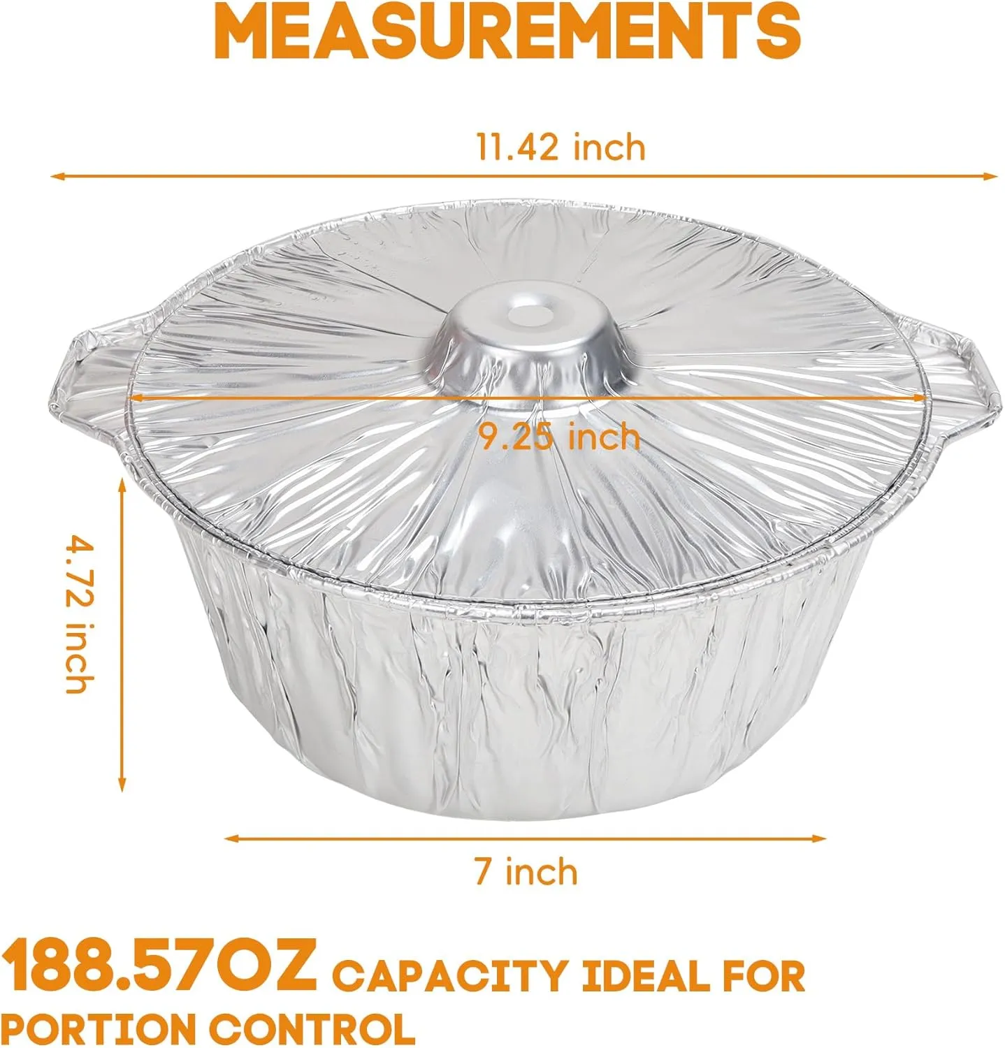 SafBbcue Aluminum Pots with Lids - 5 Quart (5.4 Liter) 4pcs Set，Disposable Heat Locking Cooking Containers - Freezer Air Fryer and Oven Safe - Recyclable Pot for Camping Vacation Trips,Silver