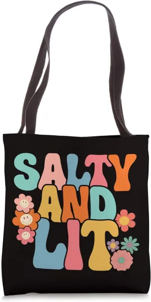 Salty & A Lit Christian Faith Jesus God Bible Verse Groovy Tote Bag