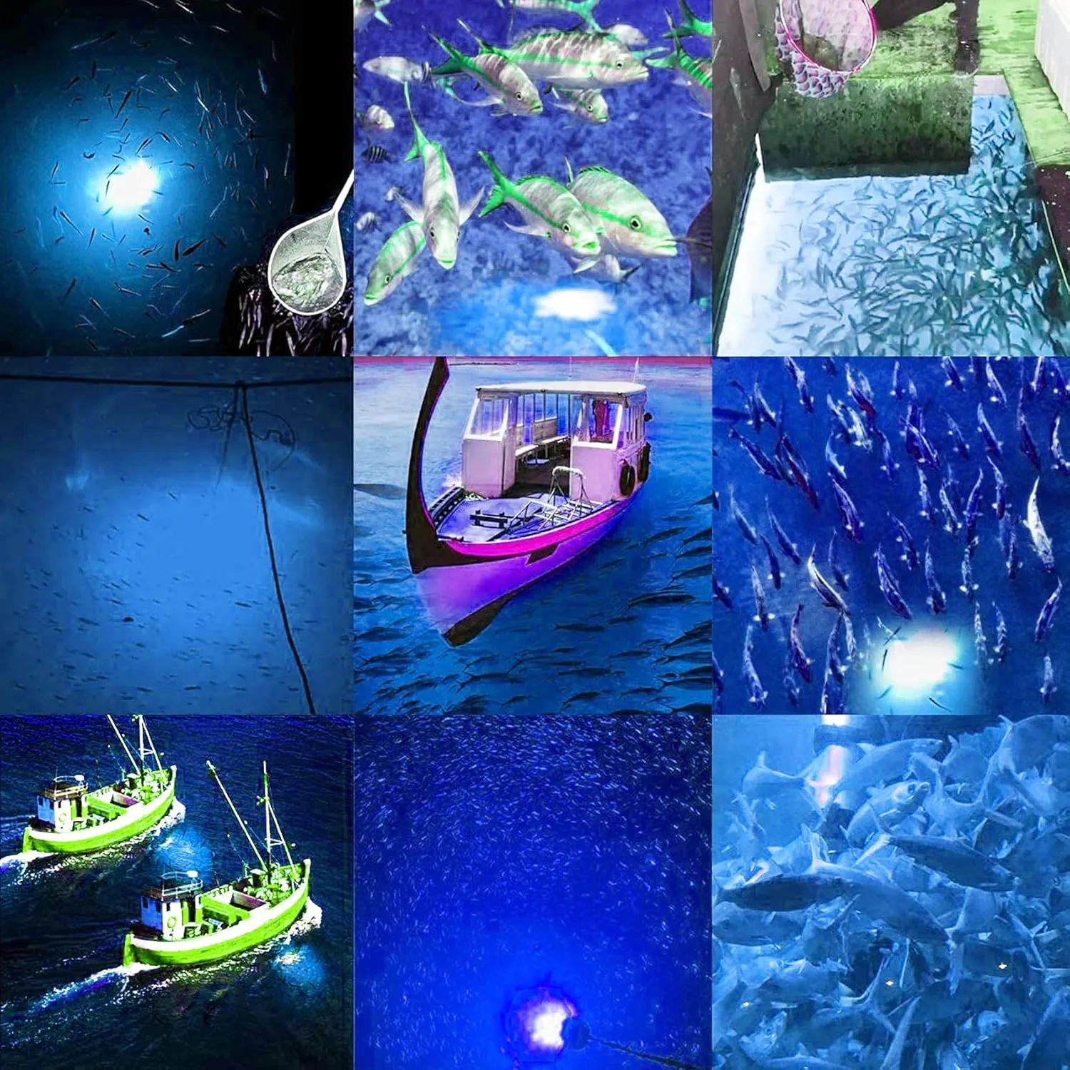 SAMDO IP68 12V LED Underwater Fishing Light 1080 Lumens Fish Attracting Light, Night Fishing Light 10.8W