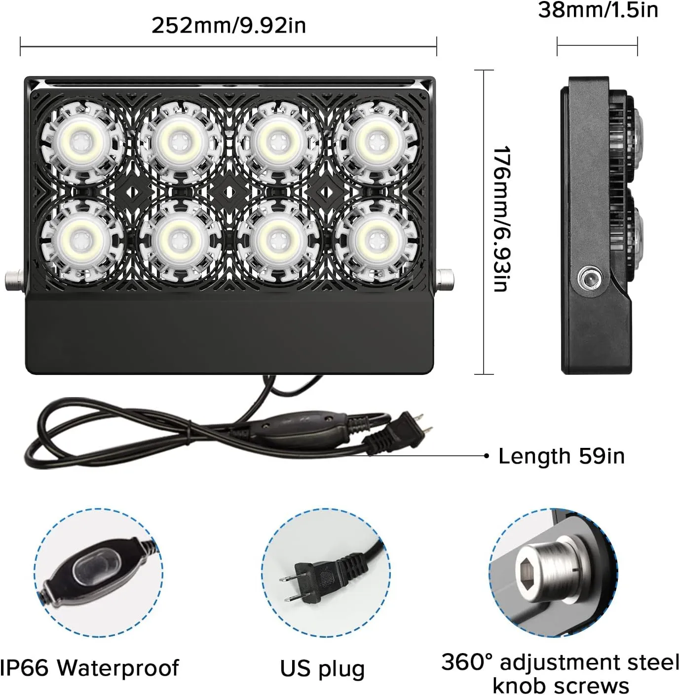 SANSI 50W (350W Equiv.) Outdoor LED Flood Light, 5000LM Bright LED Work Light, 5700K Daylight White IP66 Waterproof Outdoor Lamp Exterior Wall Light for Yard Garage Porch Lawn