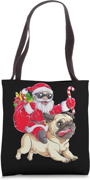 Santa Clause Pug Tote Bag