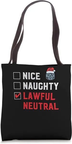 Santa's Lawful Neutral List D20 Tabletop Funny Christmas Tote Bag