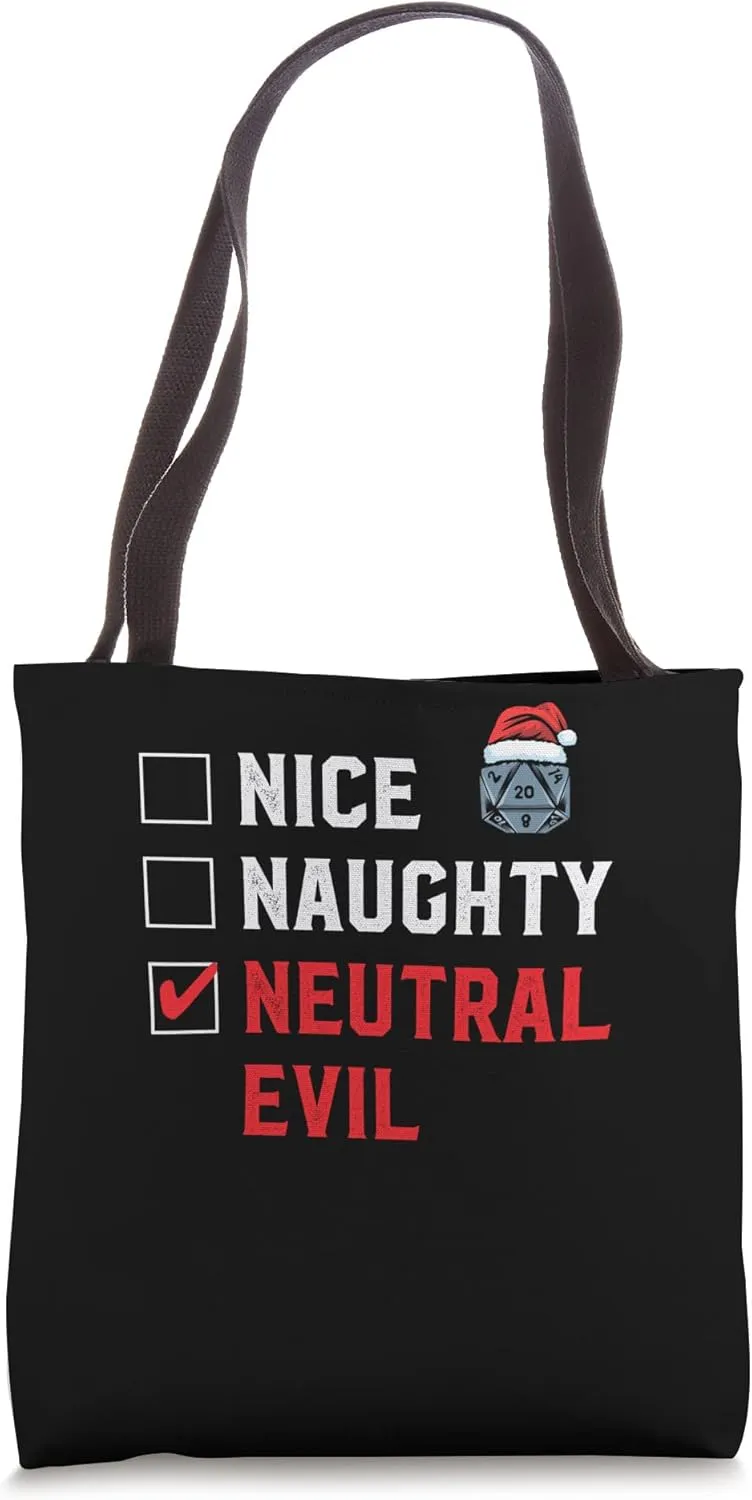Santa's Neutral Evil List D20 Tabletop Funny Christmas Tote Bag