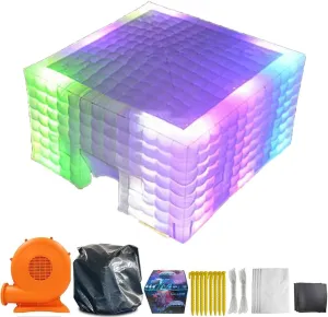 SAYOK 26FT Inflatable Portable Bars for Events Tent with LED Light and Blower Adjustable to Multiple Colors Portable House for Event Exhibition Wedding Business Private Use