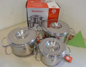 Schulte ufer romana i batterie de cuisine 3 pièces en acier inoxydable pour plaques à induction