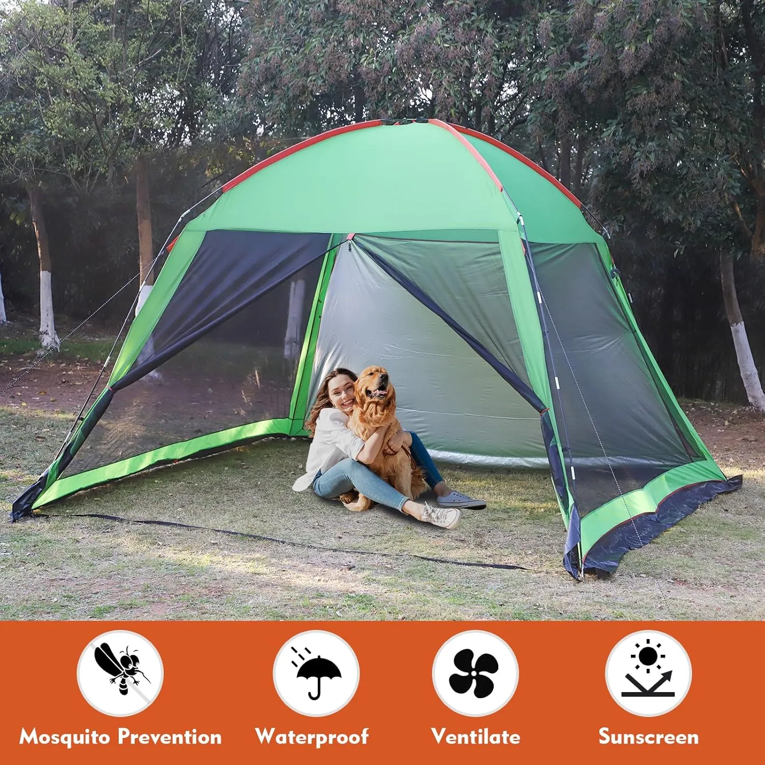Screened Camping Tent Weatherproof Camping Canopy Camping Tent Screen Shelter Gazebos for Patios Outdoor Activities