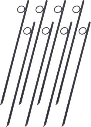 Secure Your Tent with Durable Rebar Stakes, Heavy Duty Steel with 1 Inch Loops, 18 Inch Length, Pack of 8, Black