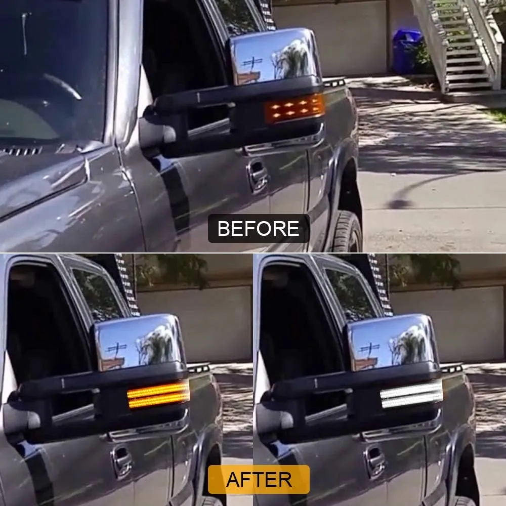 Sequential Turn Signal Lights Switchback Full LED Side Tow Mirror Marker Light fit for 3rd Generation Chevy Silverado / 4th Generation GMC Sierra 2014–2019 OEM ONLY, Smoke Lens