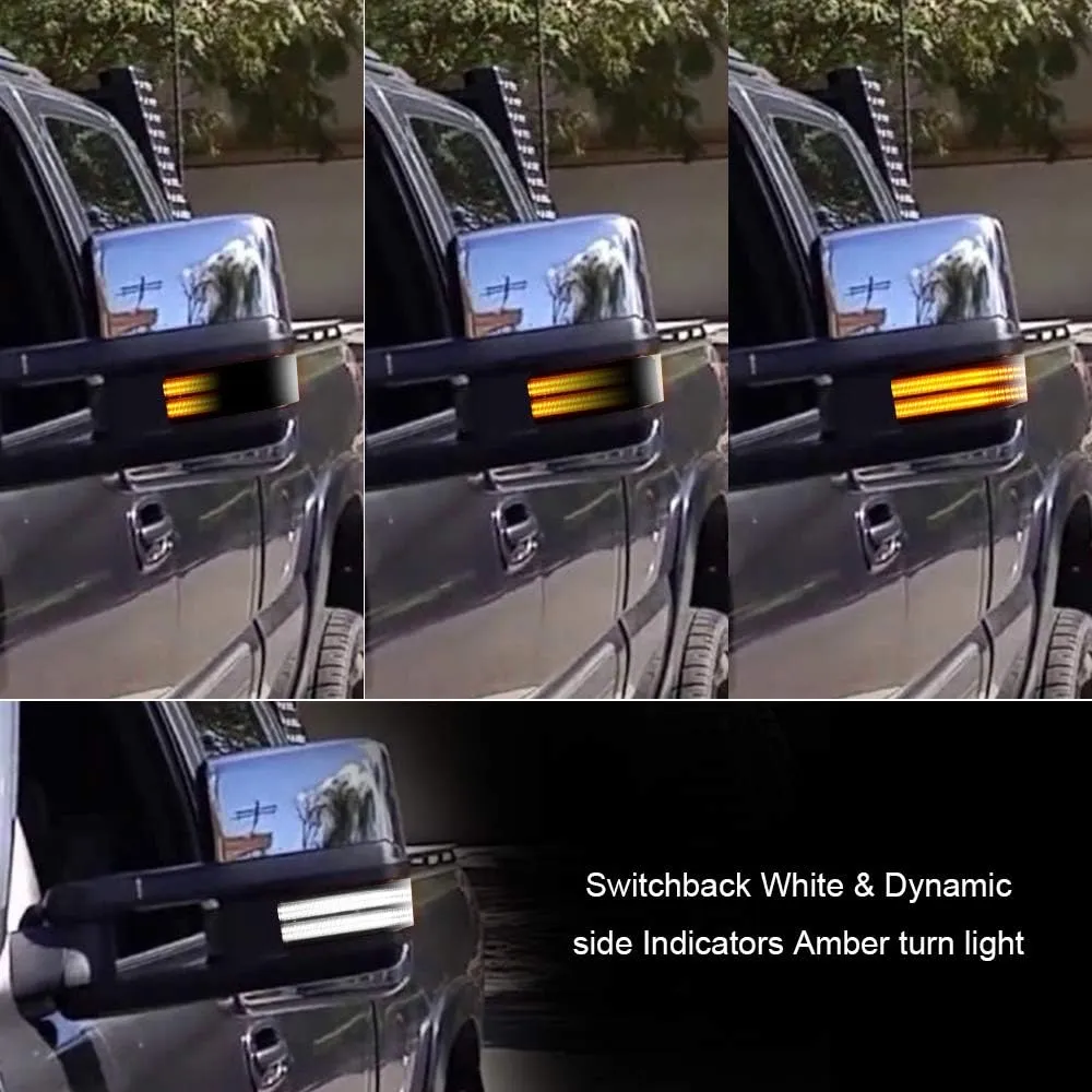 Sequential Turn Signal Lights Switchback Full LED Side Tow Mirror Marker Light fit for 3rd Generation Chevy Silverado / 4th Generation GMC Sierra 2014–2019 OEM ONLY, Smoke Lens
