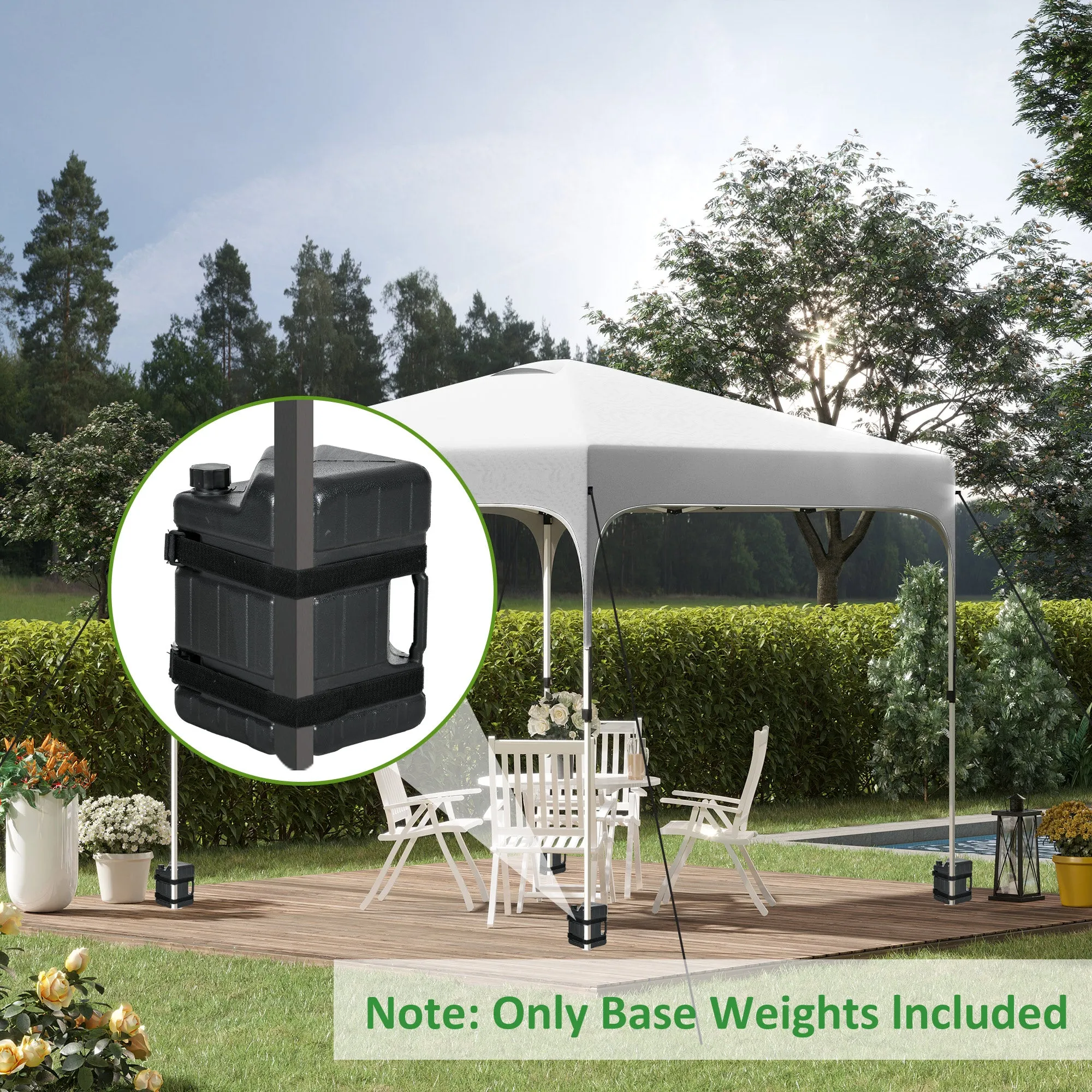 Set of 4 Straight Leg Canopy Weights, HDPE Water or Sand Filled Tent Weights for Pop up Canopy, with Built-in Handles and Secure Straps, 115LBS