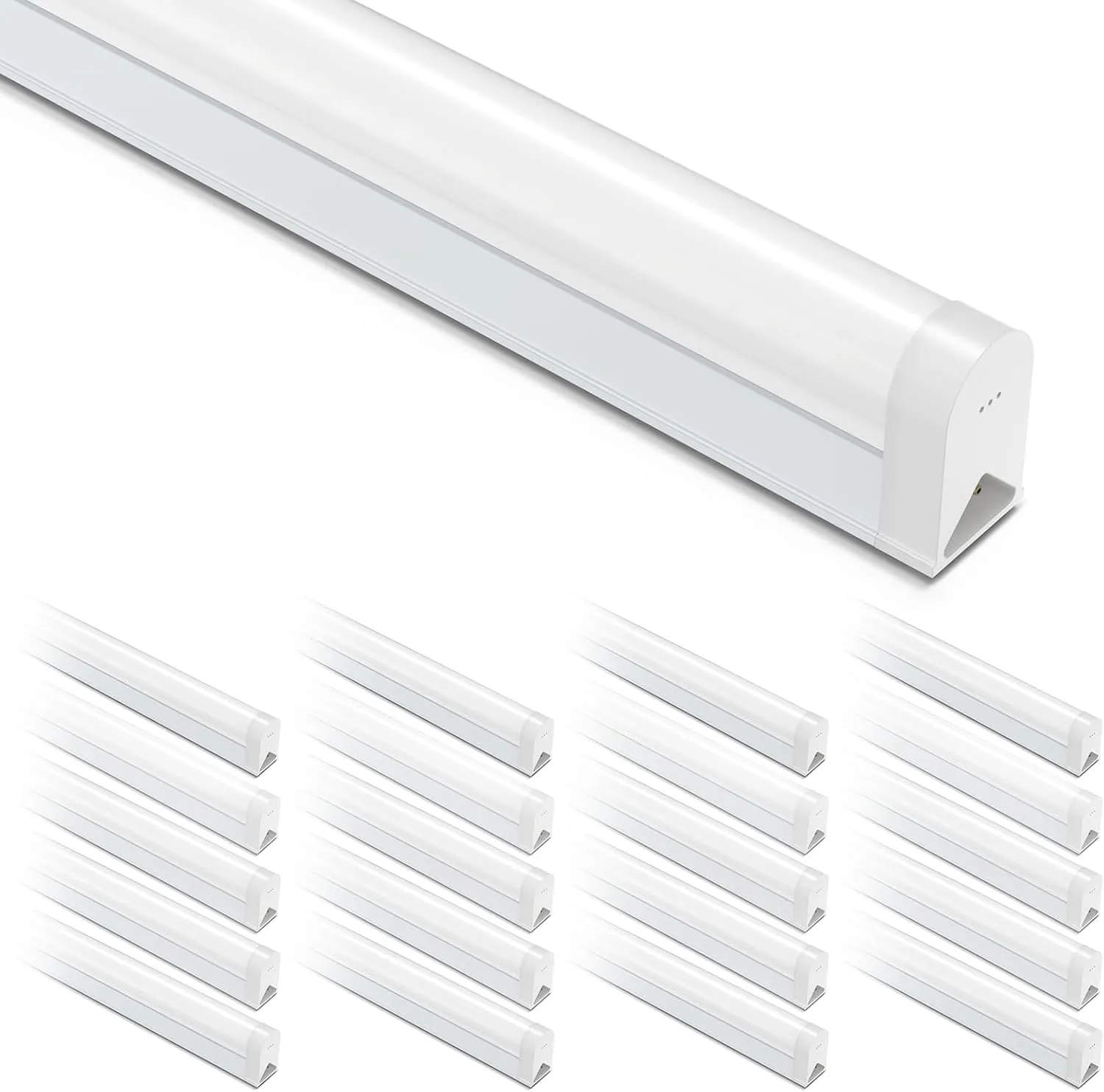 SHINESTAR 20-Pack Linkable LED Shop Light 4FT, 6500K Super Bright White, 18W 1800LM, T5 Utility Light Fixture for Garage, Workshop and Ceiling, Corded Electric with ON/Off Switch