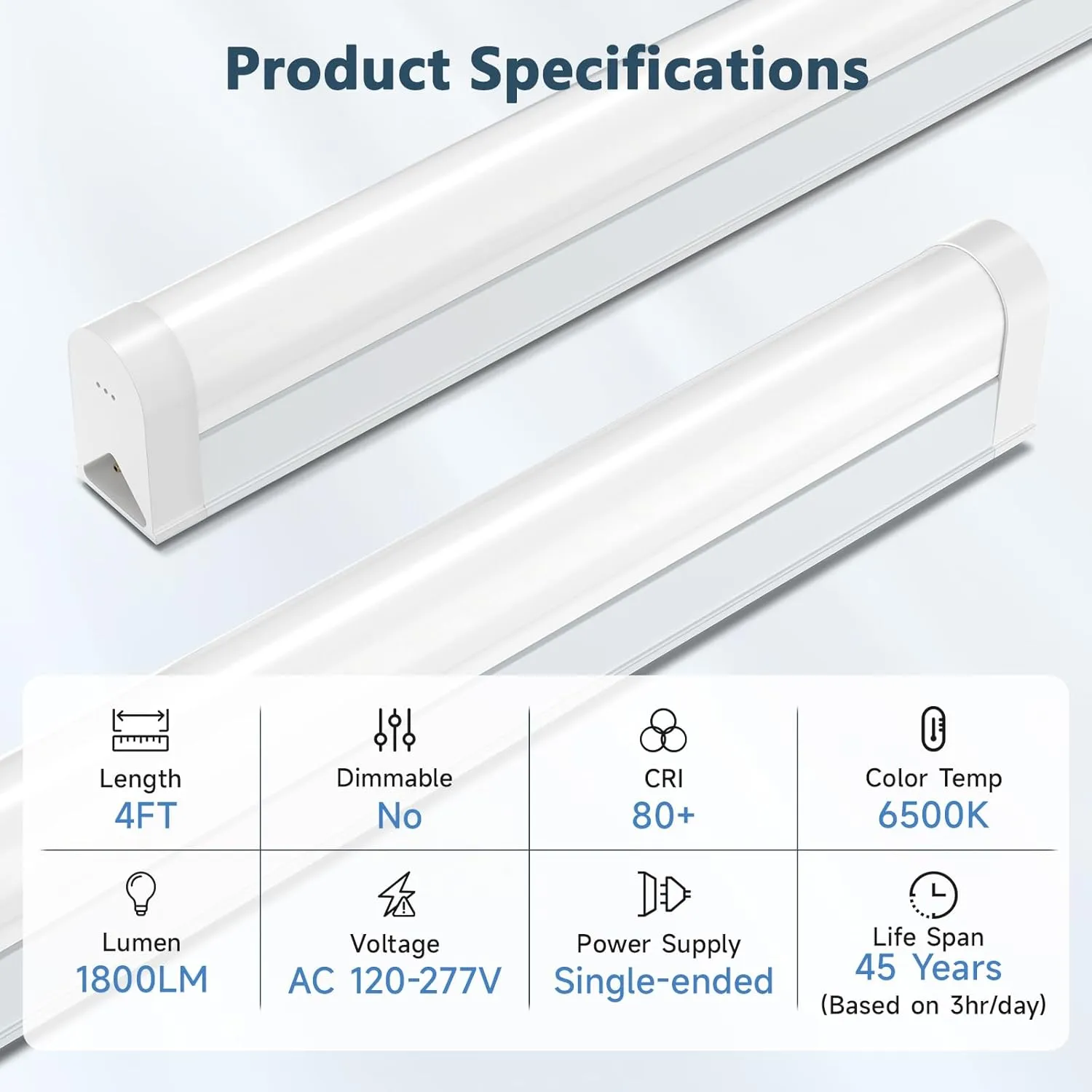 SHINESTAR 20-Pack Linkable LED Shop Light 4FT, 6500K Super Bright White, 18W 1800LM, T5 Utility Light Fixture for Garage, Workshop and Ceiling, Corded Electric with ON/Off Switch