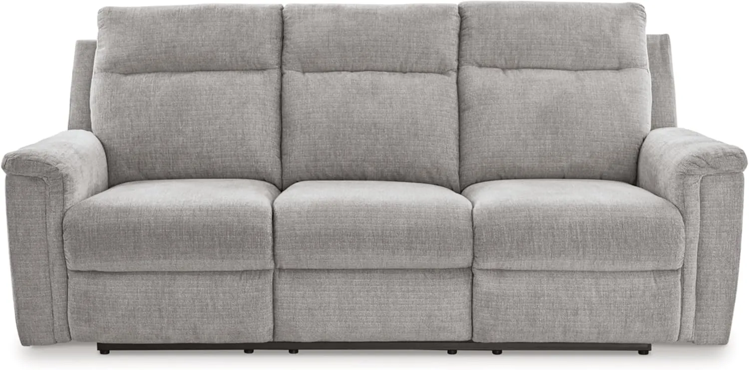 Signature Design by Ashley Barnsana Minimalist Power Reclining Sofa with USB Charging Ports, Light Gray