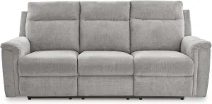 Signature Design by Ashley Barnsana Minimalist Power Reclining Sofa with USB Charging Ports, Light Gray