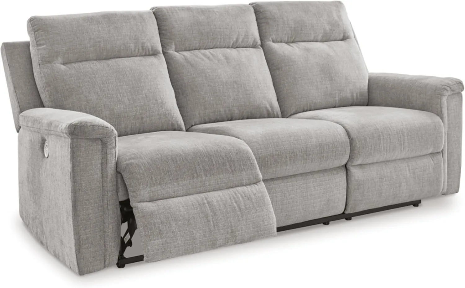 Signature Design by Ashley Barnsana Minimalist Power Reclining Sofa with USB Charging Ports, Light Gray