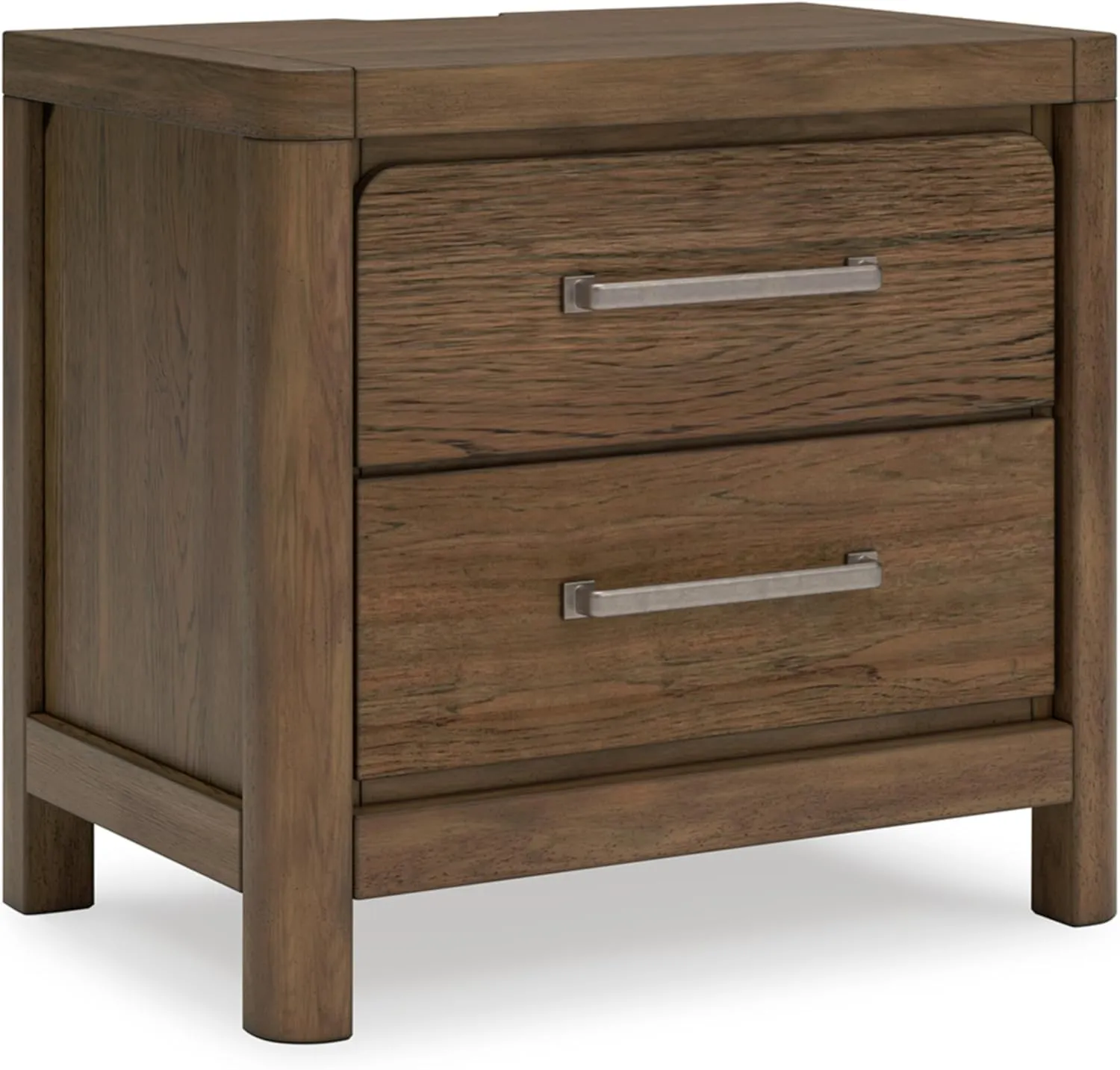 Signature Design by Ashley Cabalynn Lodge 2 Drawer Nightstand with Power Supply and USB Ports, 26.88" Tall, Light Brown