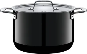 Silit Black Zeno Saucepan High with Metal Lid Diameter 24 cm Silargan Functional Ceramic Suitable for Induction Cookers Dishwasher Safe 6.4 litres, 32 x 27 x 21 cm
