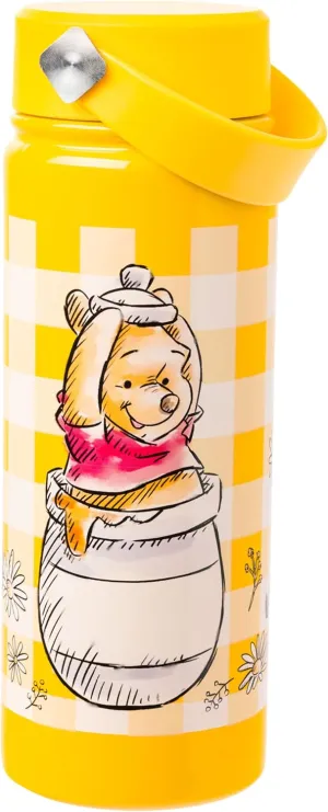 Silver Buffalo Disney Winnie the Pooh Stainless Steel Water Bottle with Swivel Handle Featuring Winnie the Pooh, 20 Ounces