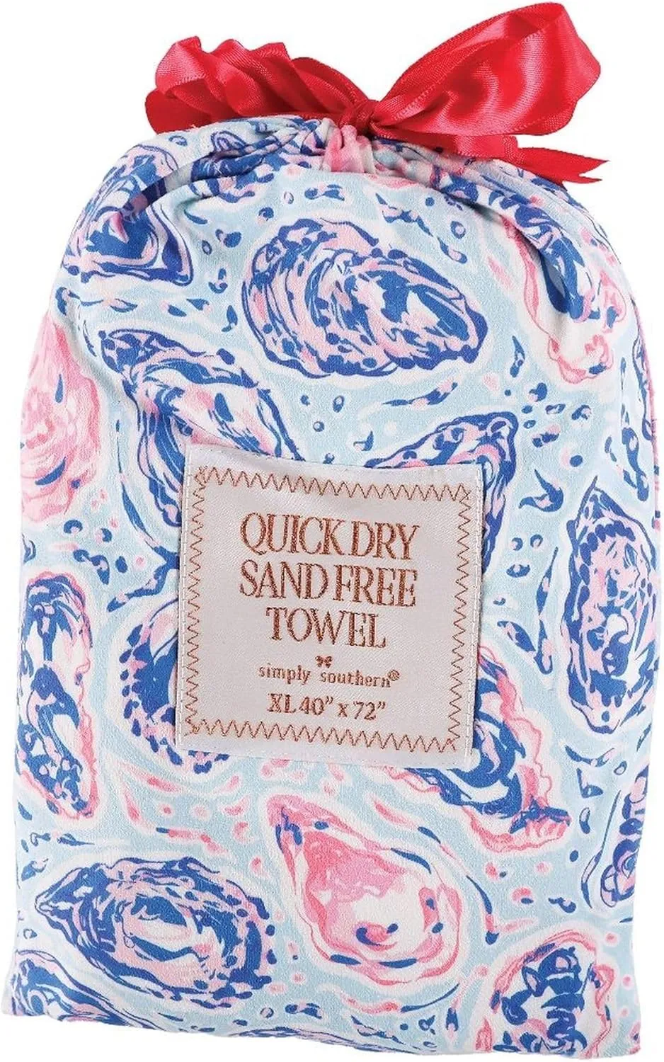 Simply Southern Oyster 40" x 72" Quick Dry Beach Towel in Drawstring Bag