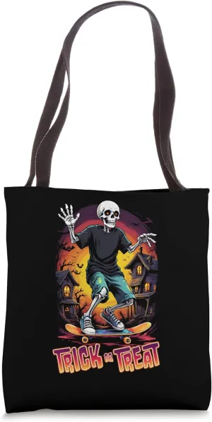 Skateboarding Halloween Skeleton Tote Bag