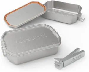 SKOTTI Boks - Stainless steel food container for camping and backpacking - 2 in 1 food storage container and cooking pot - 0.25 gallons capacity - compatible with SKOTTI Grill and others