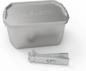 SKOTTI Boks - Stainless steel food container for camping and backpacking - 2 in 1 food storage container and cooking pot - 0.66 gallons capacity - compatible with SKOTTI Grill and others