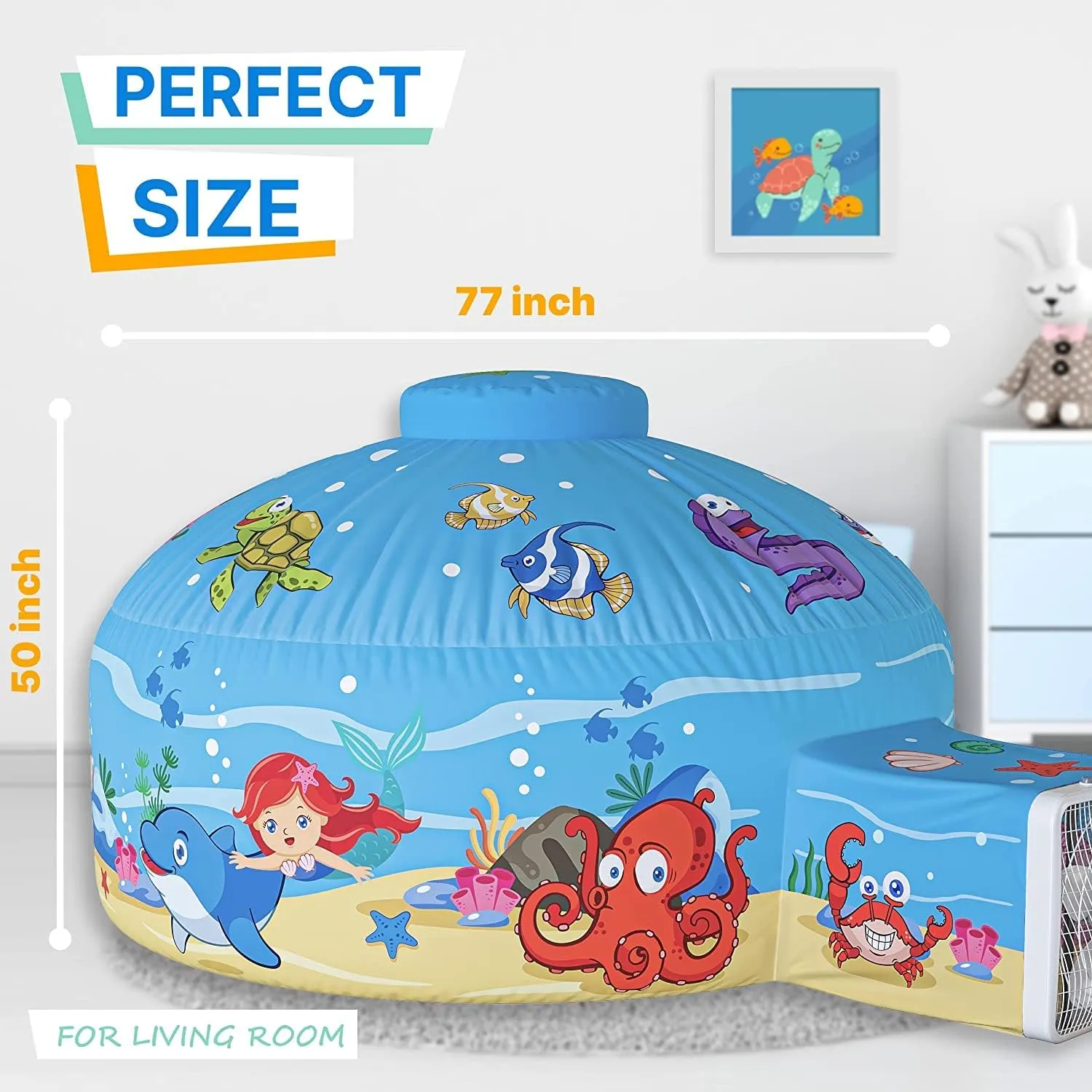 Skywin Air Tent Fort Ocean Playhouse for Kids (Fan NOT Included) (Classic)