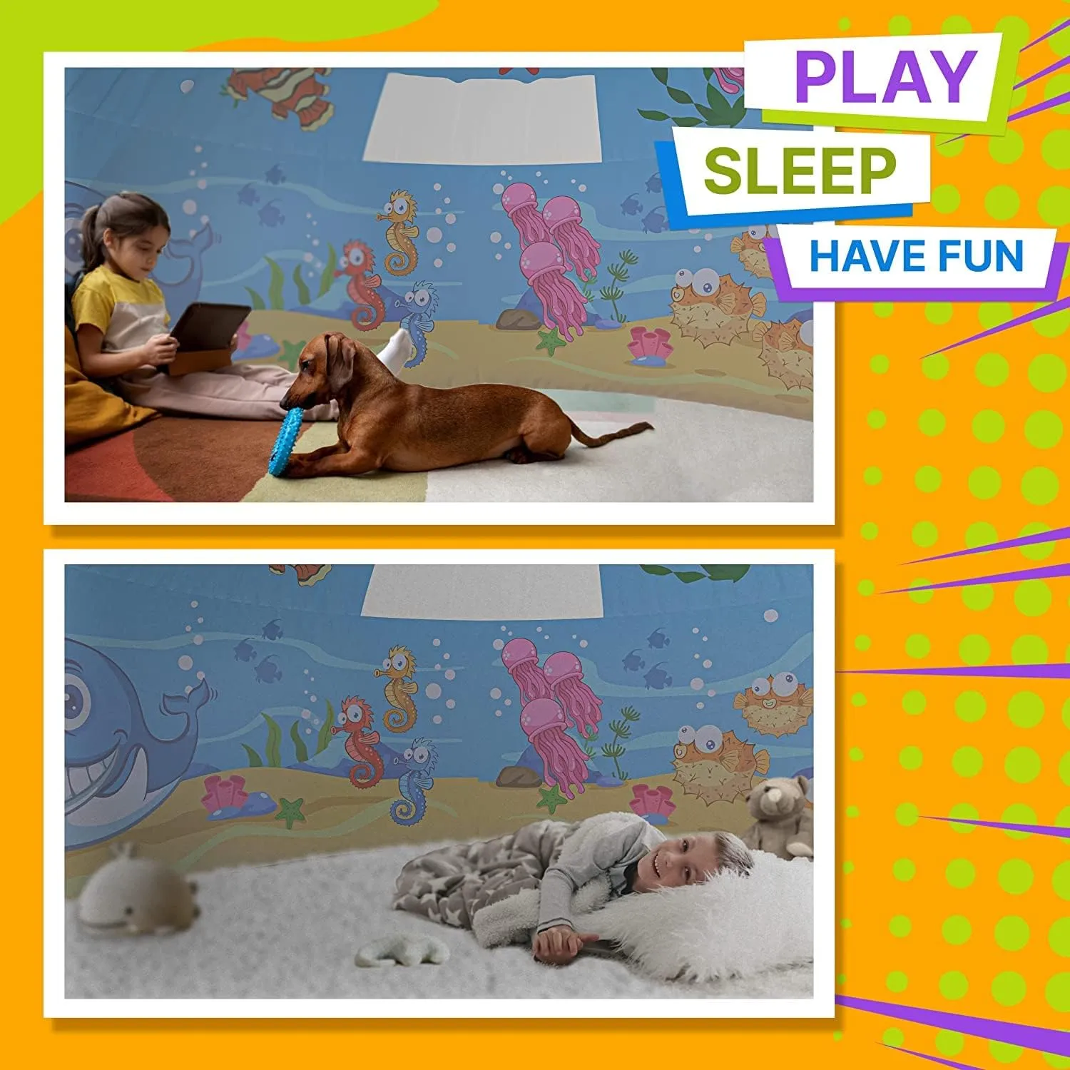 Skywin Air Tent Fort Ocean Playhouse for Kids (Fan NOT Included) (Classic)