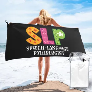 SLP Speech Language Pathologist Beach Towel Quick Dry Sand Free Lightweight Large 27.5"x55" with Travel Bag - Vacation Essentials Bath Towel for Pool, Summer