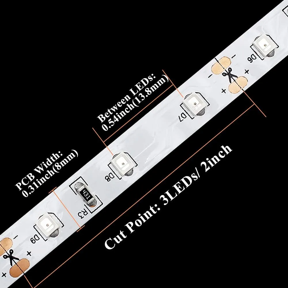 SMD3528-120-IR Infrared (850nm) LED Light Strip 12V Single Chip Flexible LED Strips 60LEDs 4.8w/m 6.5ft/Reel 8mm-Wide Non-Waterproof Infrared LED Light Supplement
