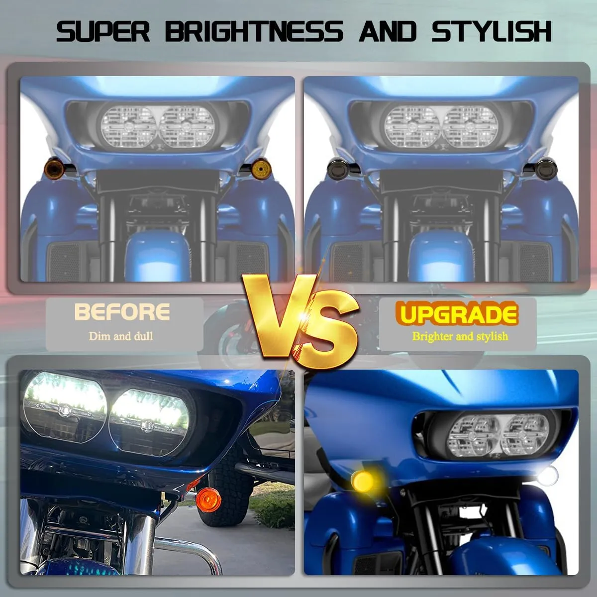 Smoked Switchback Front LED Turn Signals Light Motorcycle Running Light for Harley Touring Road Glide Police 2004-2024