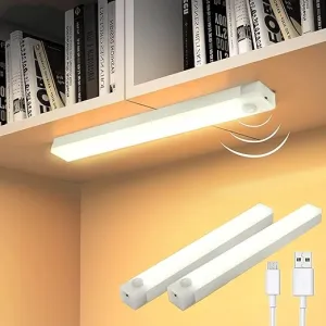 SNOOGG 12-Inch USB Rechargeable LED Motion Sensor Light - Human Body Activated Lighting for Showcases, Kitchen Wine Racks, Closets, Wardrobes, Staircase Illumination, Sensor LED Bar