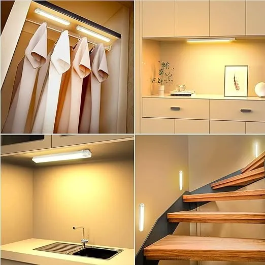 SNOOGG 12-Inch USB Rechargeable LED Motion Sensor Light - Human Body Activated Lighting for Showcases, Kitchen Wine Racks, Closets, Wardrobes, Staircase Illumination, Sensor LED Bar