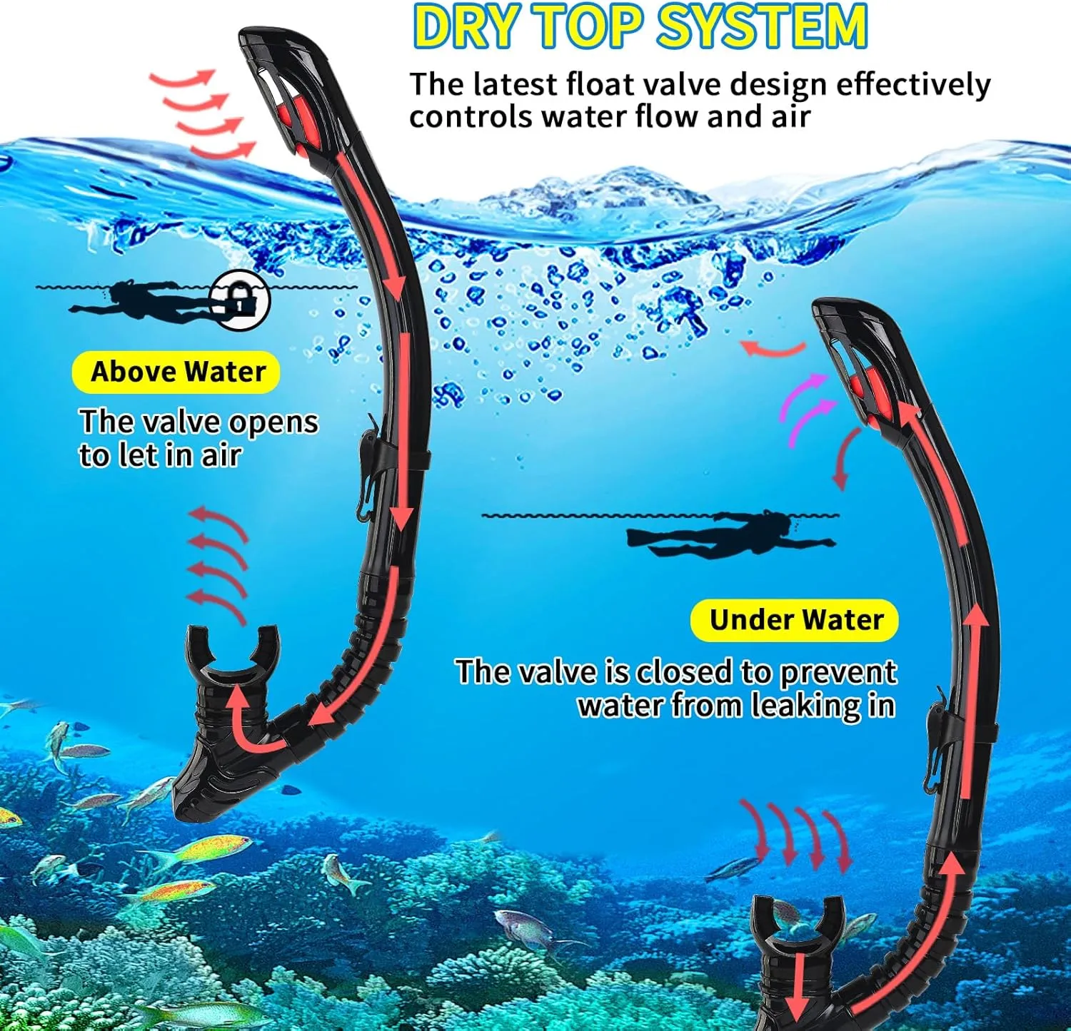 Snorkeling Gear for Adults Youth, Nearsighted Anti-Fog Diving Mask & Silicone Dry Snorkel for Scuba Diving Spearfishing Freediving