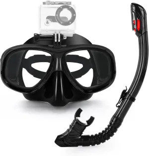 Snorkeling Gear for Adults Youth, Nearsighted Anti-Fog Diving Mask & Silicone Dry Snorkel for Scuba Diving Spearfishing Freediving