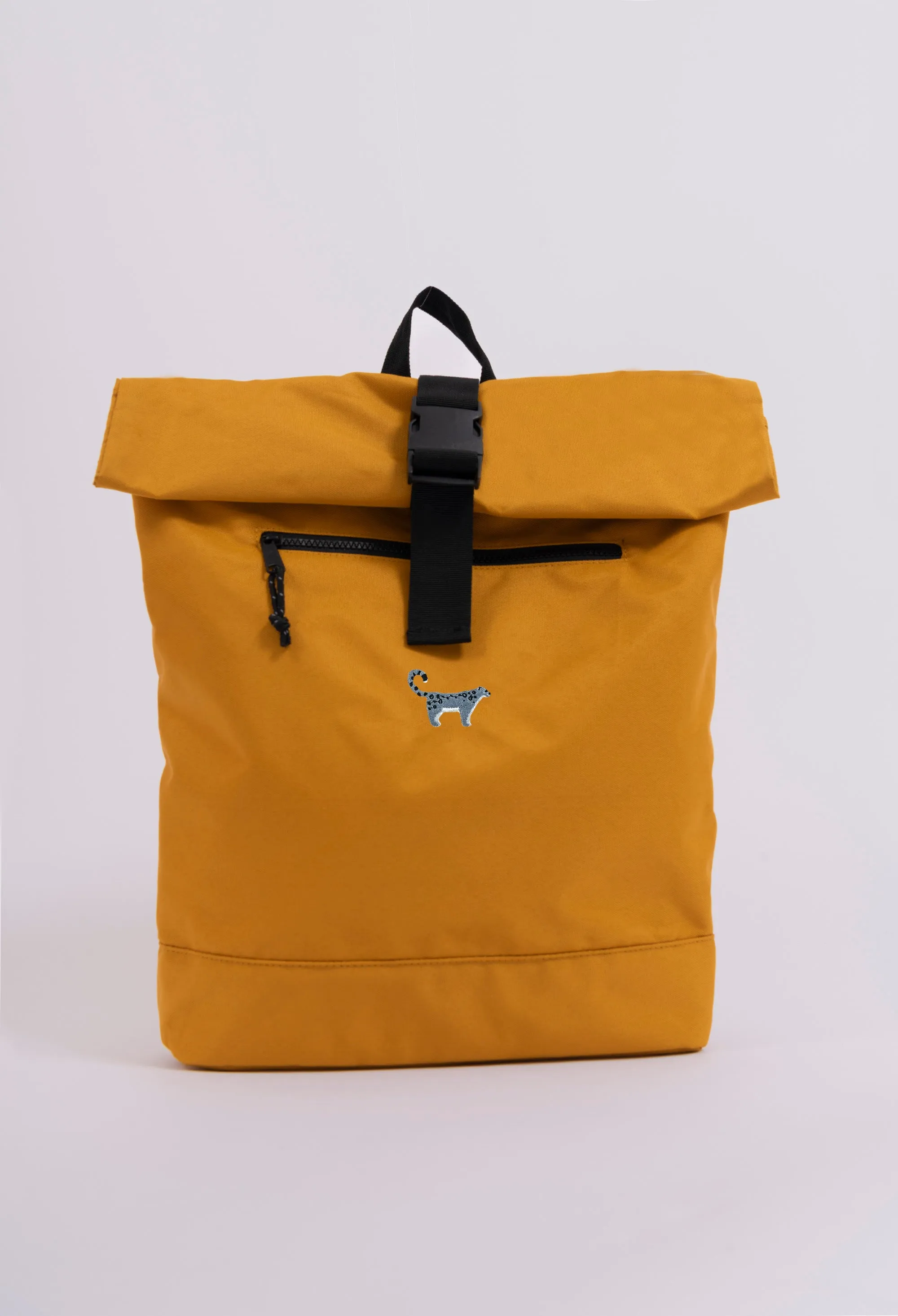 snow leopard recycled roll-top backpack