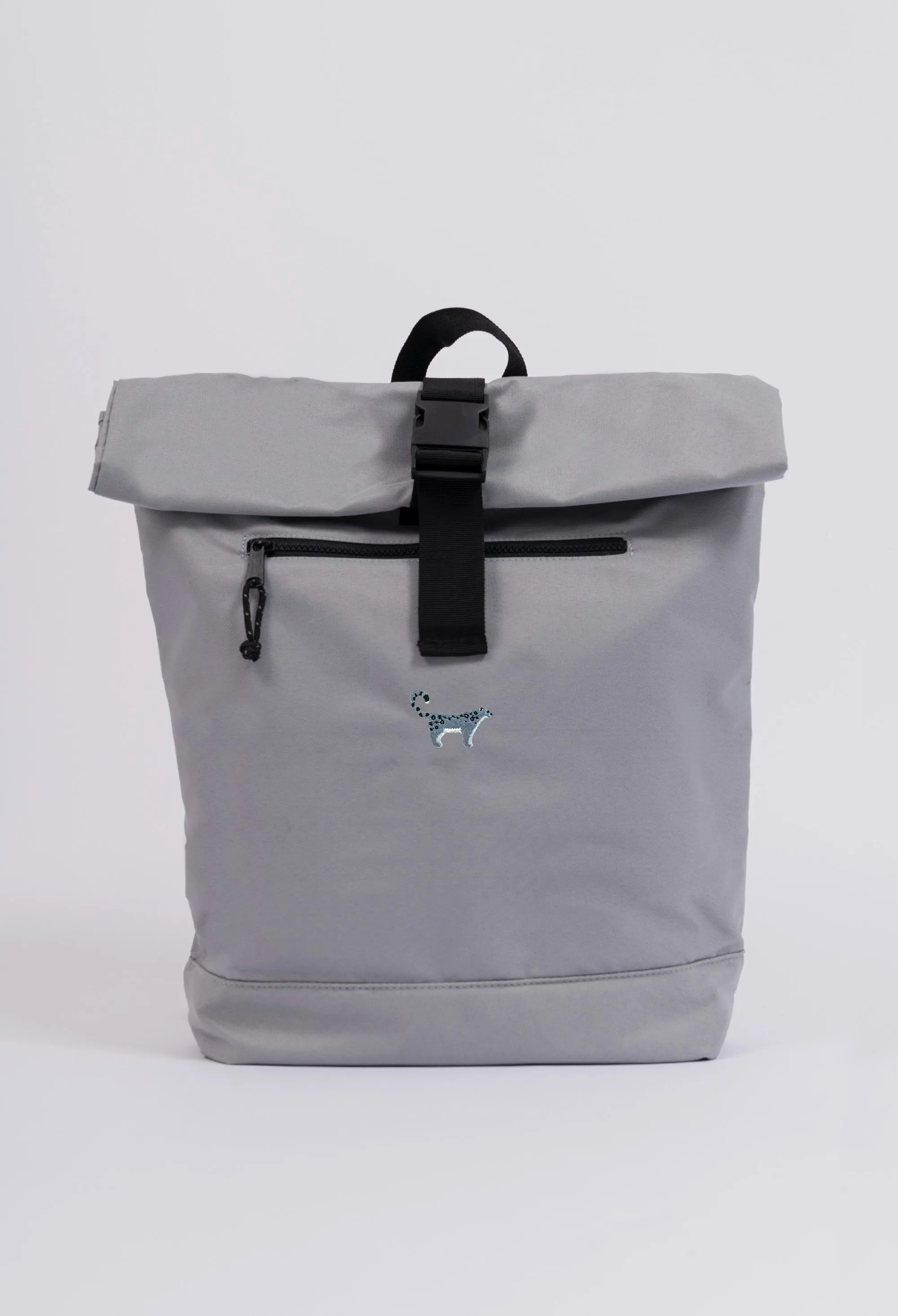 snow leopard recycled roll-top backpack