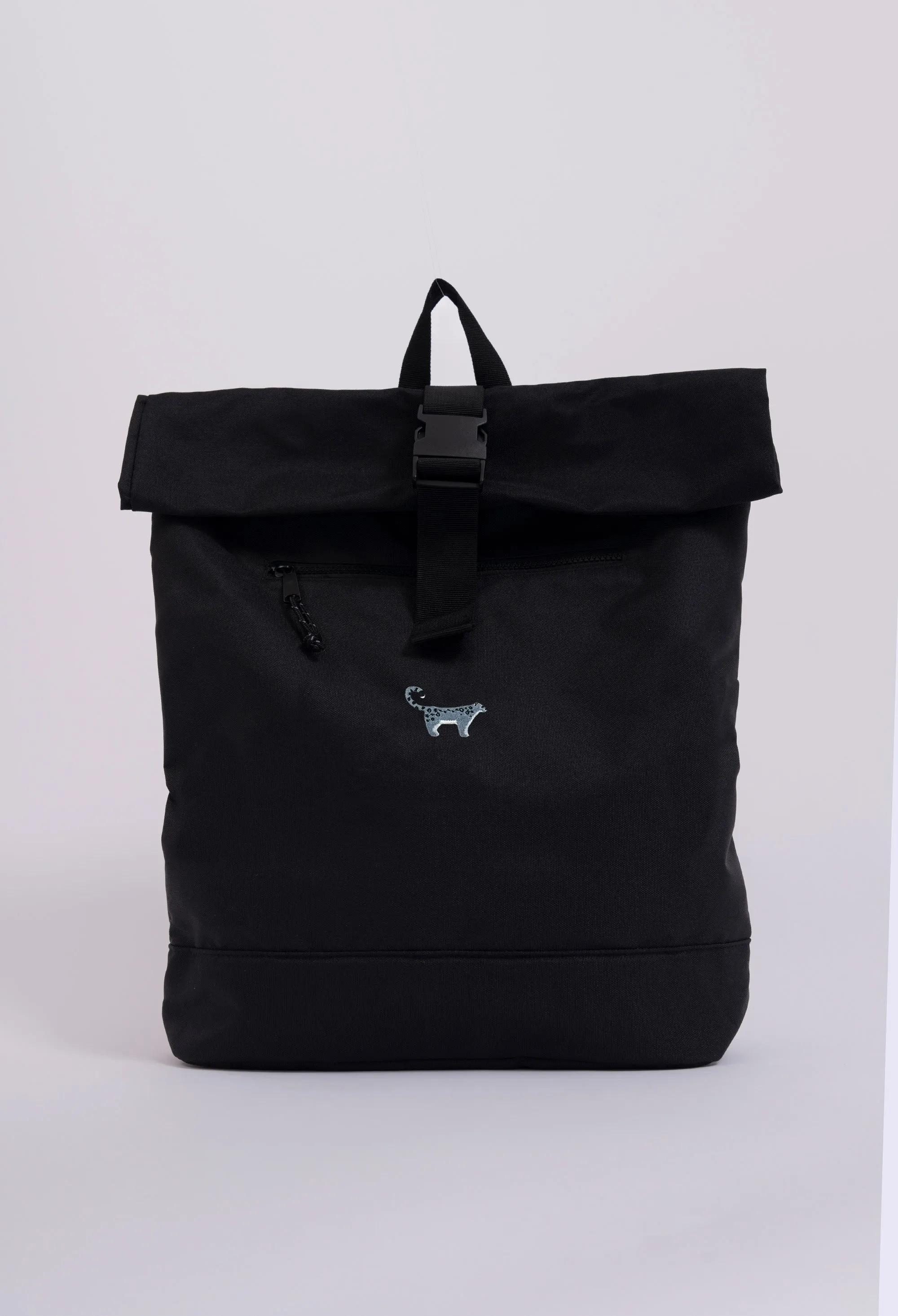 snow leopard recycled roll-top backpack