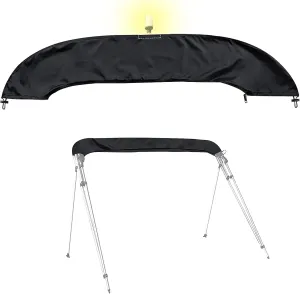 SoGuDio Design with Light Hole Bimini Top Cover,Suitable for 3-4 Bows Tops,Effectively Prevent The Erosion of UV,sea Water in Summer, Designed Resin Zipper Canopy,XL 81-101IN Black (ZYPZ-SJ-HS-002)