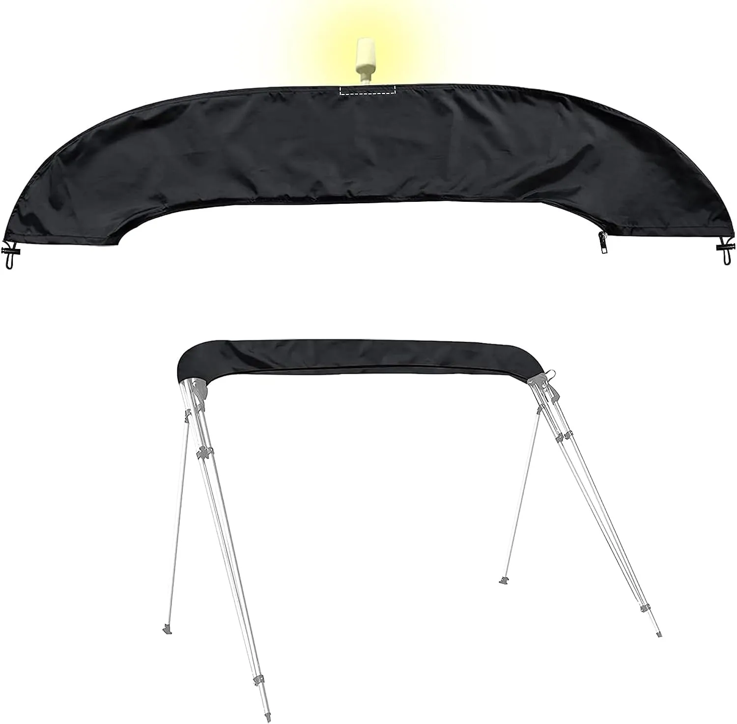 SoGuDio Design with Light Hole Bimini Top Cover,Suitable for 3-4 Bows Tops,Effectively Prevent The Erosion of UV,sea Water in Summer, Designed Resin Zipper Canopy,XL 81-101IN Black (ZYPZ-SJ-HS-002)