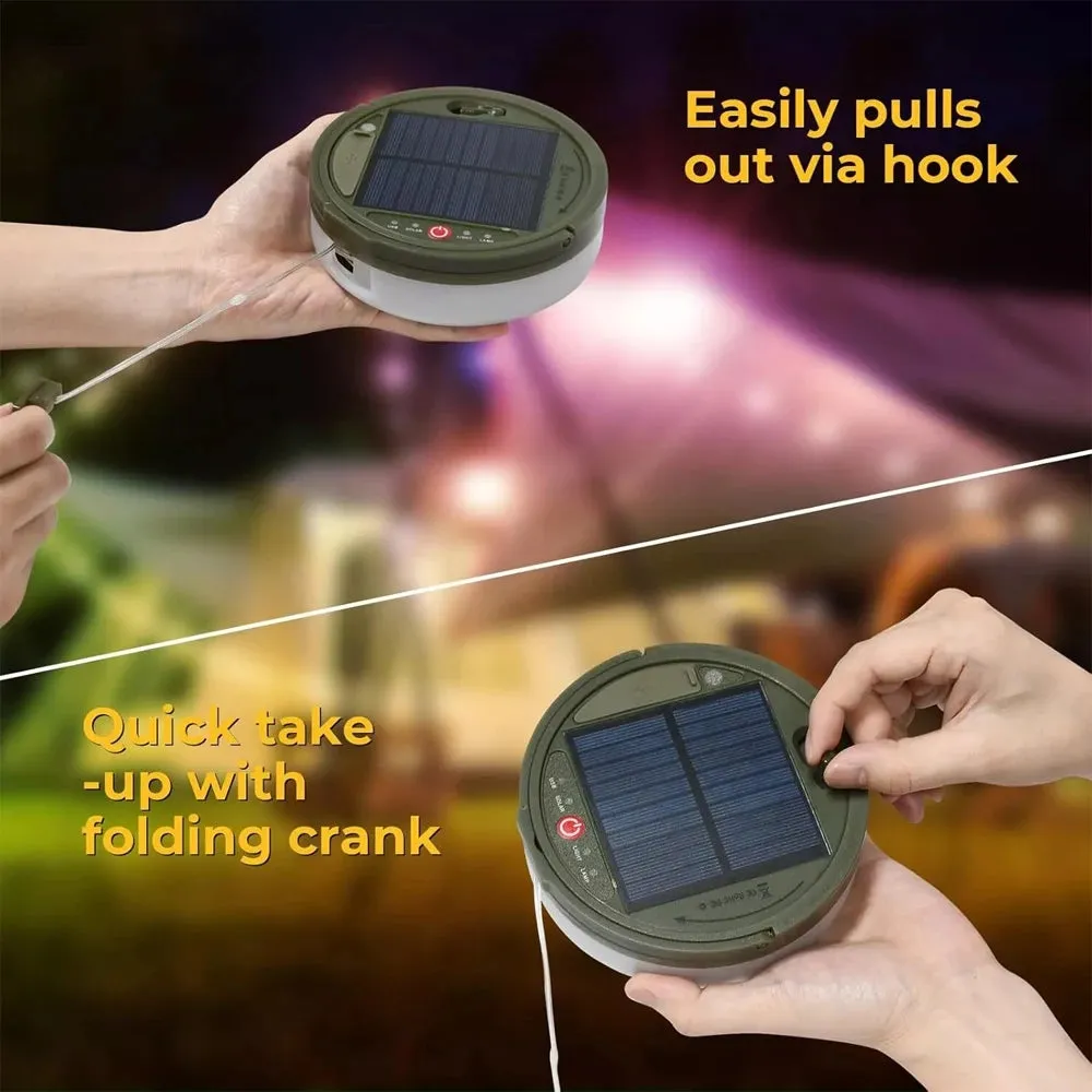 Solar Camping String Light RGB LED Tent Light with Hook and Flashlight for Outdoor Use