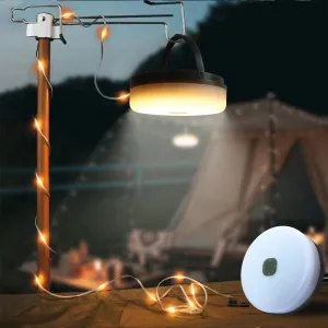 Solar Camping String Light RGB LED Tent Light with Hook and Flashlight for Outdoor Use