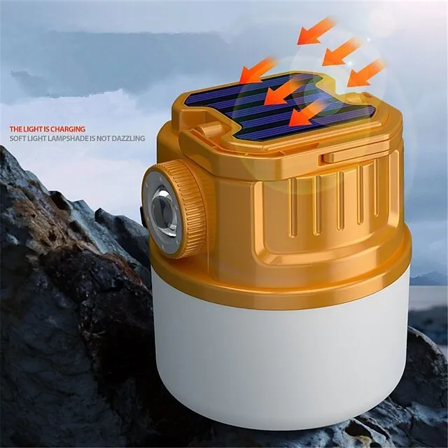 Solar LED Camping Light Tent Lamp USB Rechargeable Bulb Portable Lanterns Hang Flashlight Emergency Repairing Sensing Light