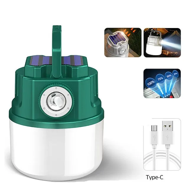 Solar LED Camping Light Tent Lamp USB Rechargeable Bulb Portable Lanterns Hang Flashlight Emergency Repairing Sensing Light