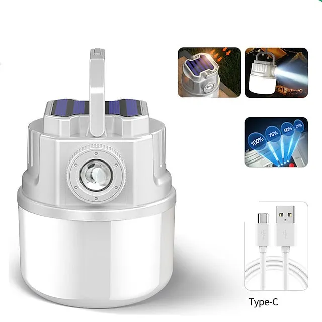 Solar LED Camping Light Tent Lamp USB Rechargeable Bulb Portable Lanterns Hang Flashlight Emergency Repairing Sensing Light
