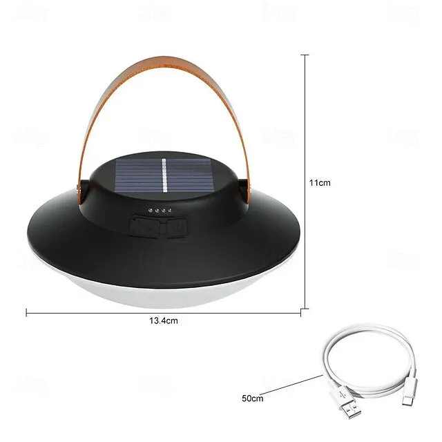 Solar Portable Handheld Vintage Camping Lantern USB Rechargeable Outdoors Tent Light LED Night Hiking Fishing Lamp