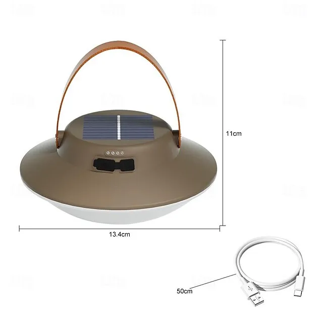 Solar Portable Handheld Vintage Camping Lantern USB Rechargeable Outdoors Tent Light LED Night Hiking Fishing Lamp