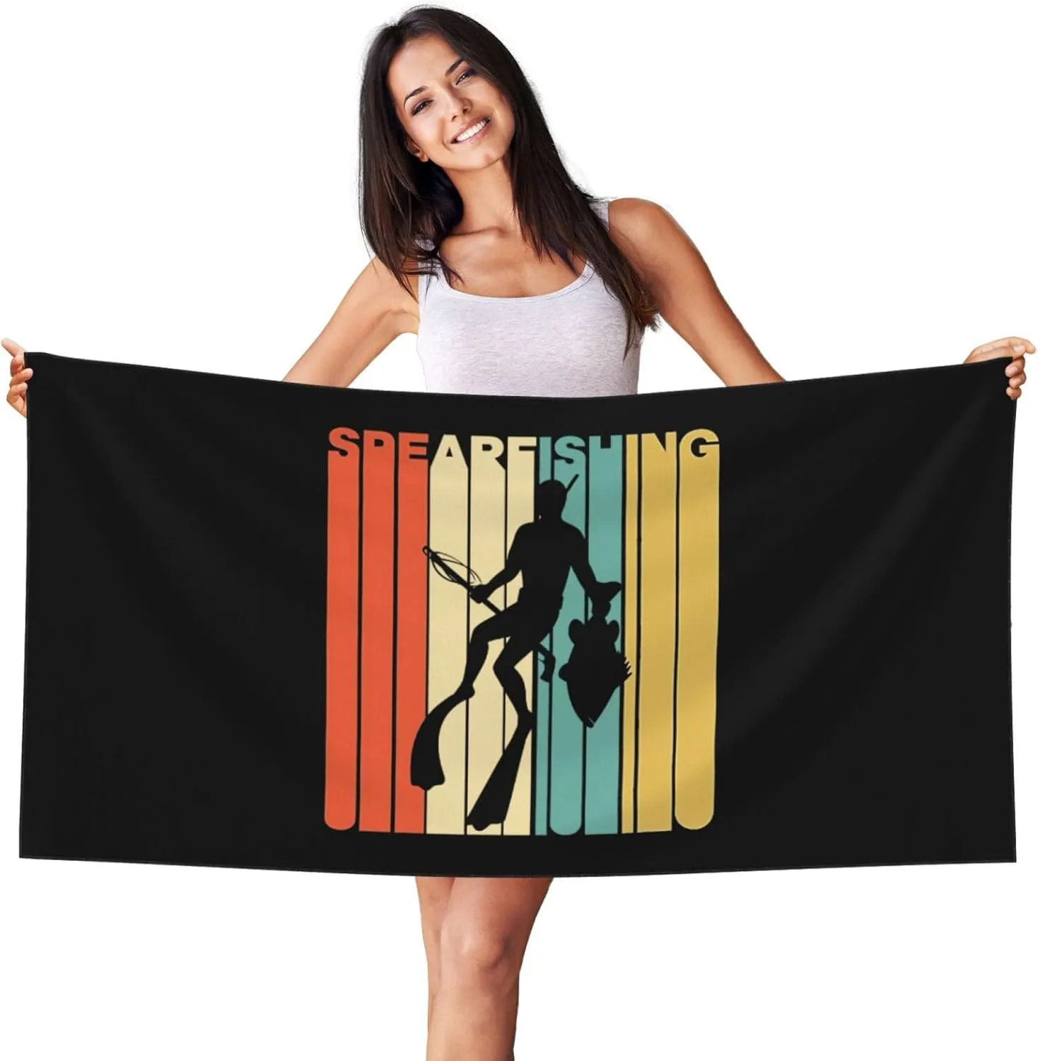 Spearfishing Beach Towel 27.5x55 Inches - Ultra Soft Quick Dry Sand Towel, Lightweight Large Bath Towel for Pool, Summer, Travel